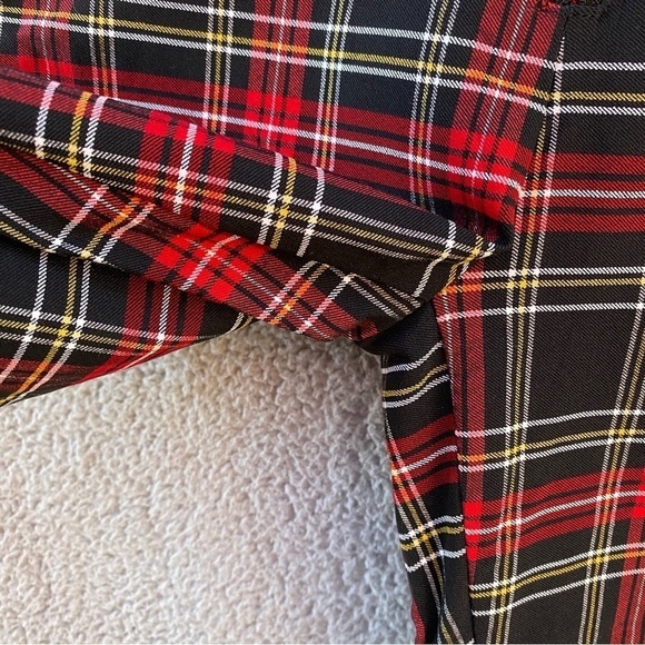 ZARA Tartan Plaid Pant Leggings Front Zip Elastic Waist Sz S - Picture 3 of 10